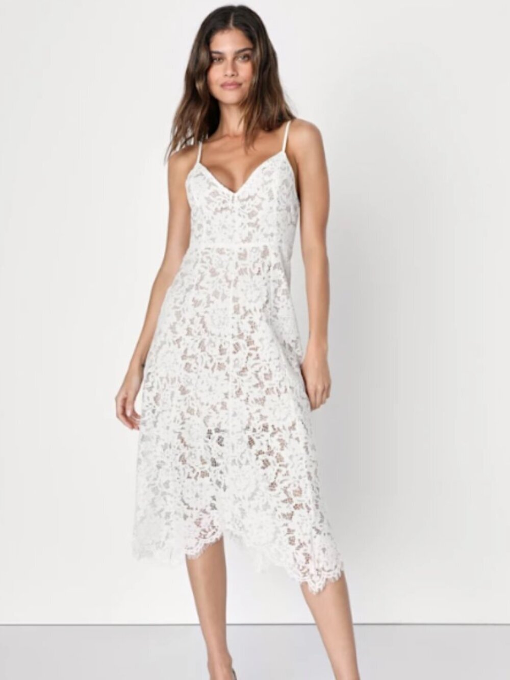 Lulu's One Wish White Lace Midi Dress Size XS NWT, Bridal, HOCO